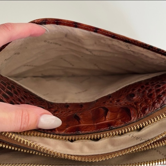 BRAHMIN Croc Embossed Leather iPad Bag 11”x9”x2” - Picture 9 of 9